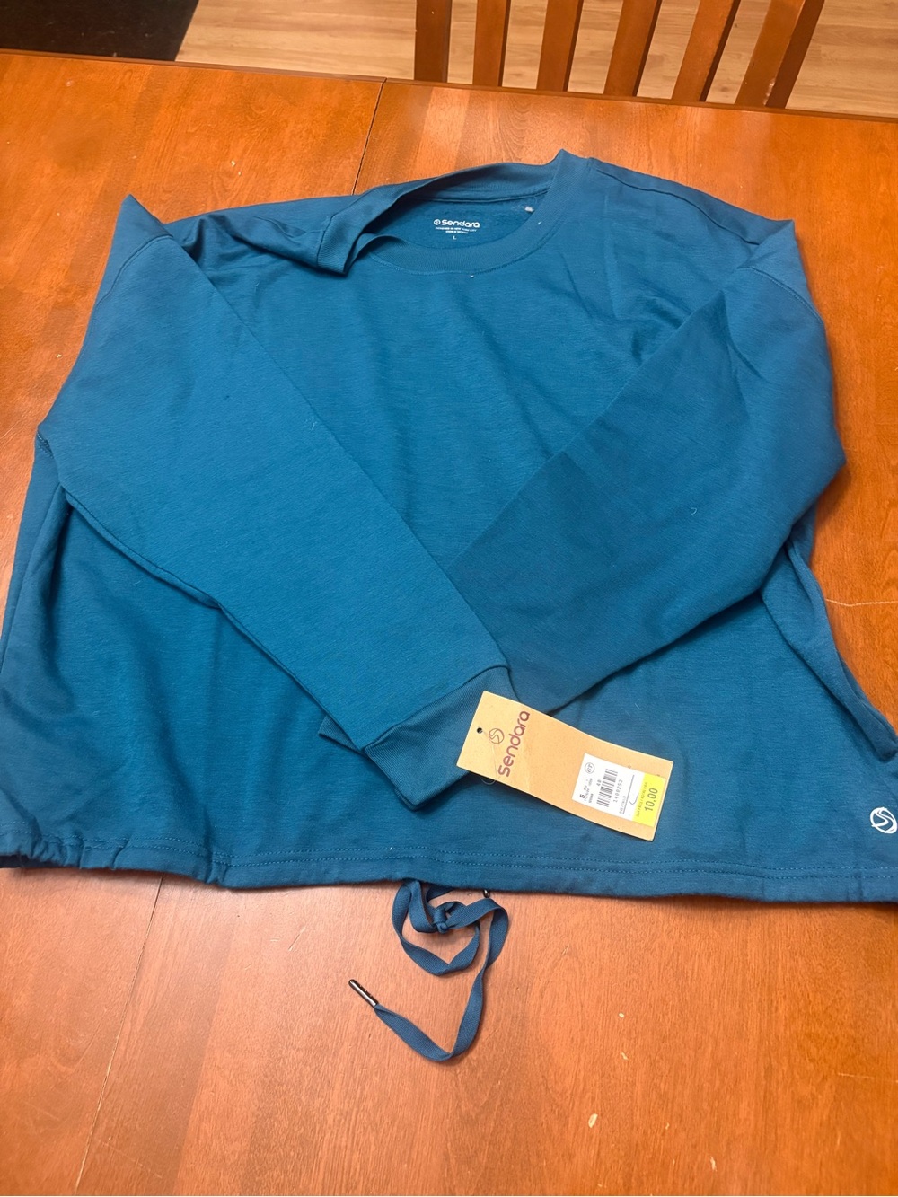 Men’s Crewneck Drawstring Sweatshirt in Teal